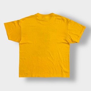 【HANES】CENTRAL CARVER  ロゴ アニマルプリント Tシャツ 半袖 イエロー LARGE ヘインズ US古着