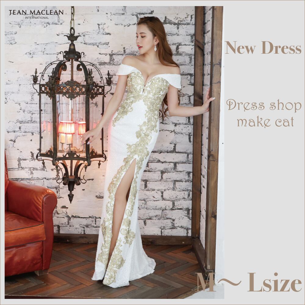 【IRMA JEAN MACLEAN】【即納】スパンコール/モチーフレースレース/オフショル/LongDress【21261】