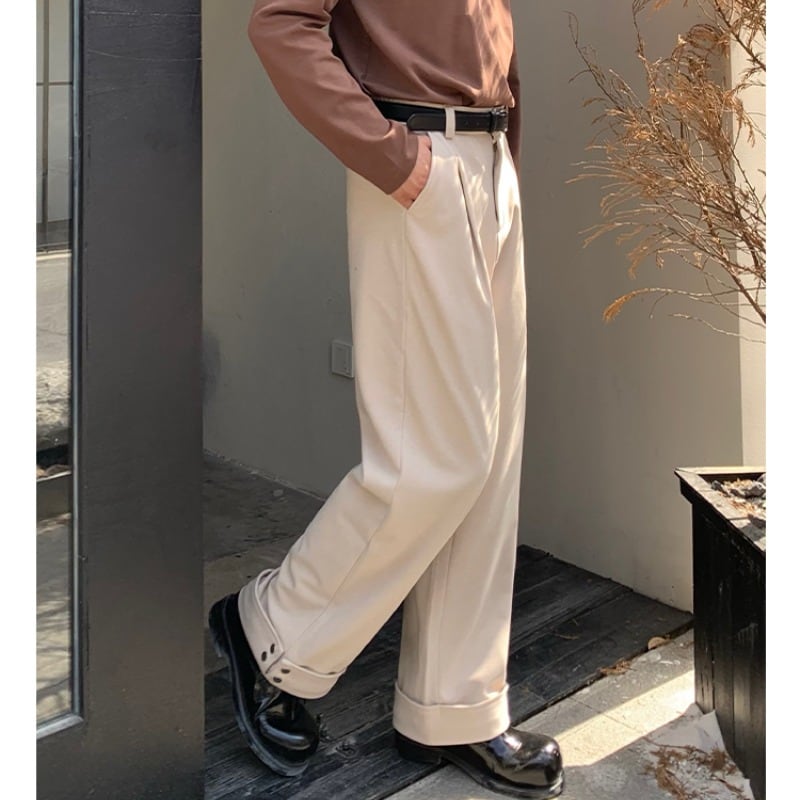 裾ボタンデザインタックパンツ C10469