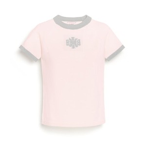 BARRIE　THISTLE LOGO CASHMERE TEE　LIGHT PINK/GREY