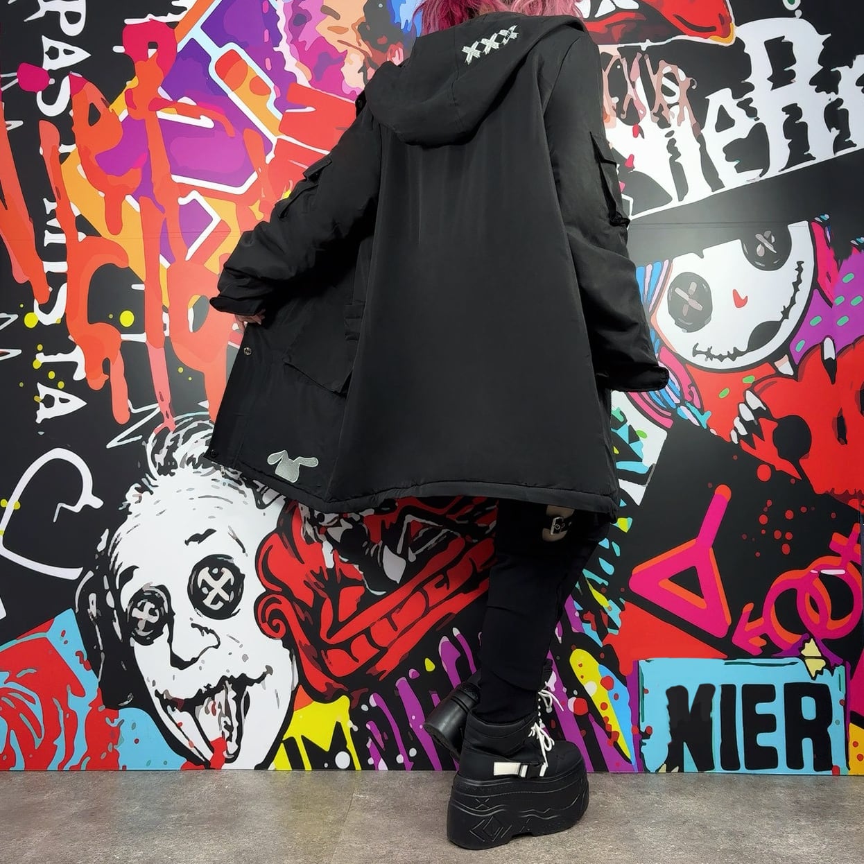 NieR Clothing 防寒系パーカー4点セット　まとめ売り 先着77点限定70%MEGA SALE】4POCKET 防寒BLACK LONG COAT【内側