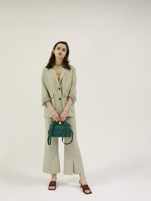 slit flare slacks（beige green）