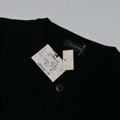 INGEBORG インゲボルグ タグ付き お花デザイン 七分袖 コットン ニットカーディガン 11/ブラック