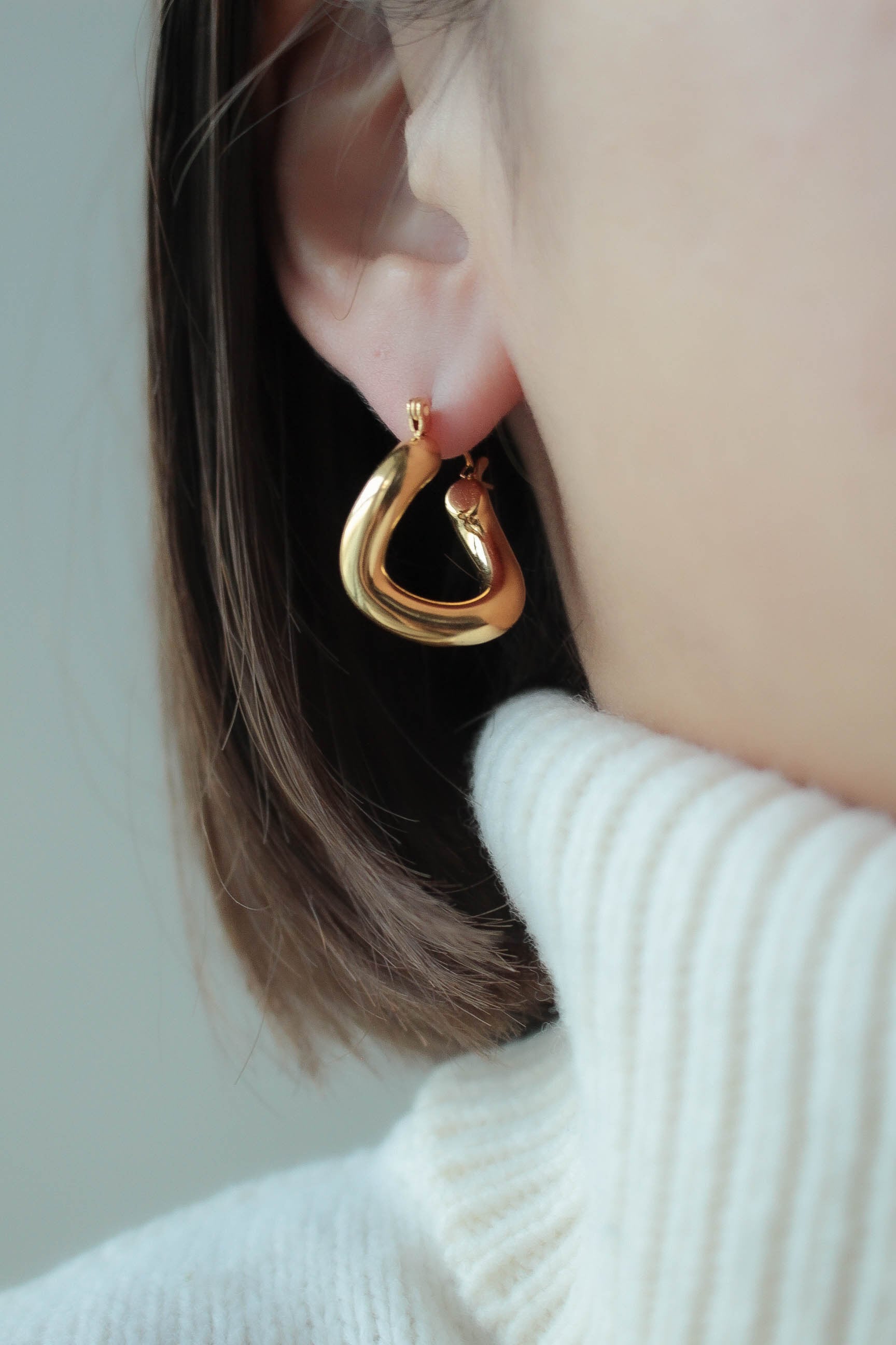 K18/PT「ユーニス フープ L」ピアス｜【オレフィーチェ】Orefice