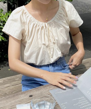 《即納商品》canal blouse (cream / pink / navy)