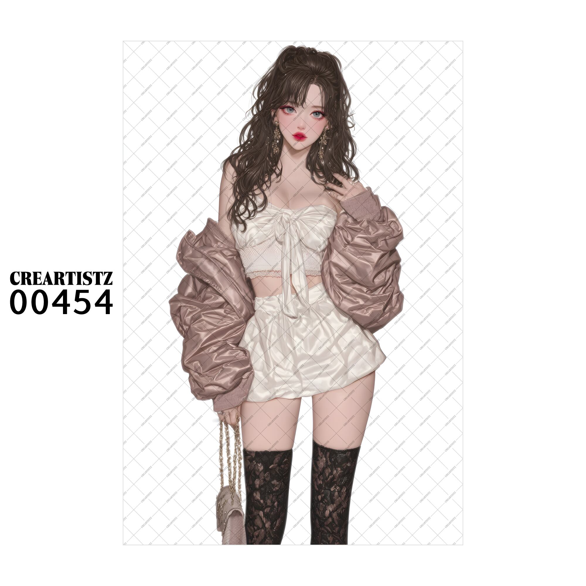 00454 ガール キュート オリジナル ペーパー/ステッカー 4枚セット CREARTISTZ