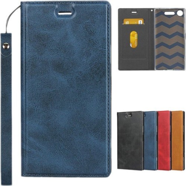 Pelanty Xperia XZ1 ケース Sony Xperia XZ1 Dual F8342 手帳型ケース SOV36/ SO-01K/ 701SO 携帯カバー PUレザー スマホケース カード収納 スタンド機能 衝撃吸収 ストラップ付き マグネット式 ソニー エクスペリアXZ1 ケース 全面保護カバー 軽量薄型 耐衝撃 ブルー 684