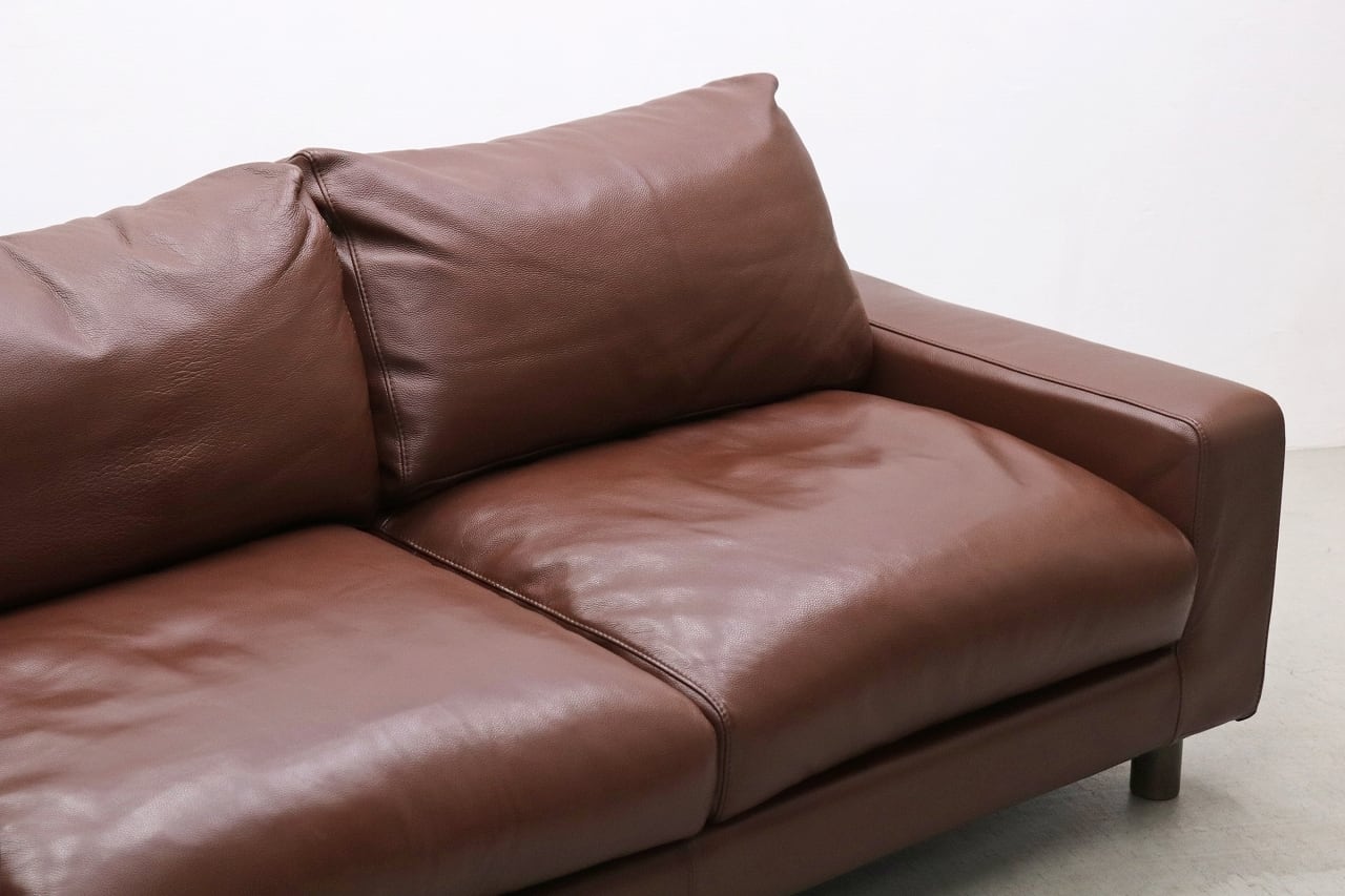 沼津店】MUJI 無印良品 本革 ワイドアーム 2Pソファ ブラウン 茶