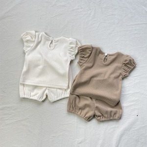 【BABY&KID】夏作フリル袖ワッフルセットアップ