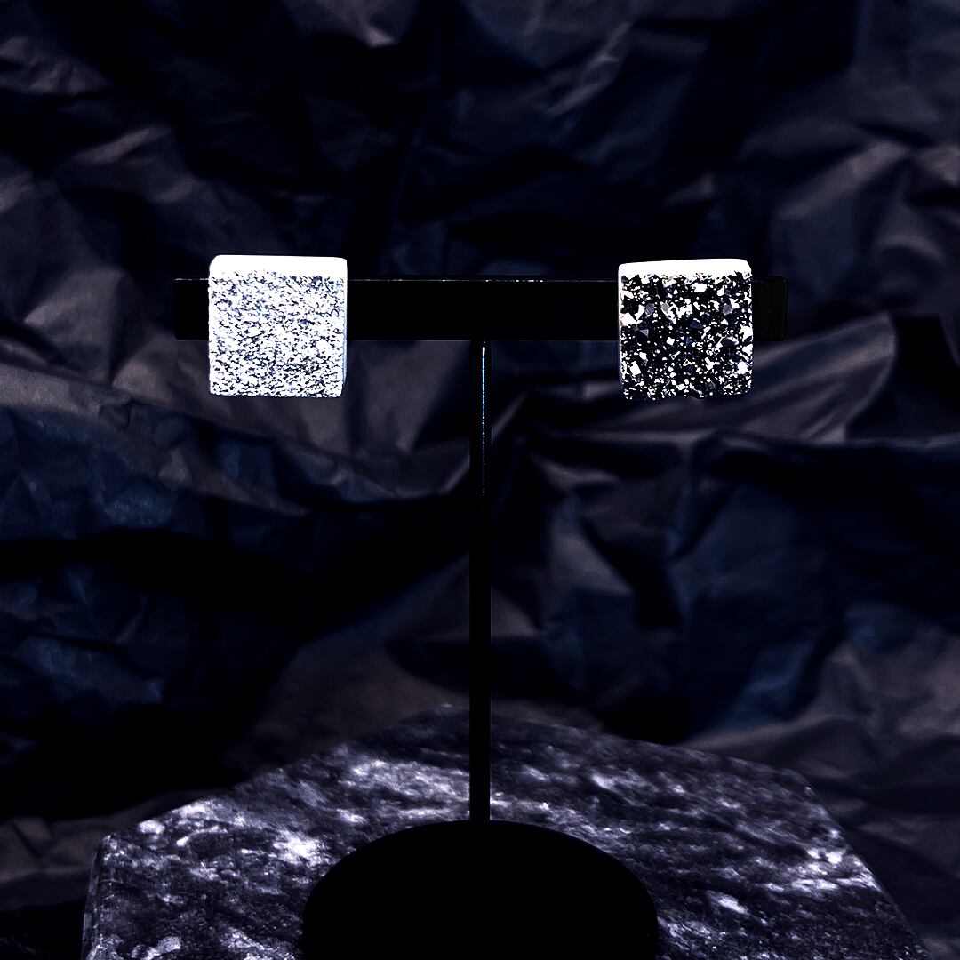 ドゥルージーアゲート スクエア ピアス / mineral square 【金属