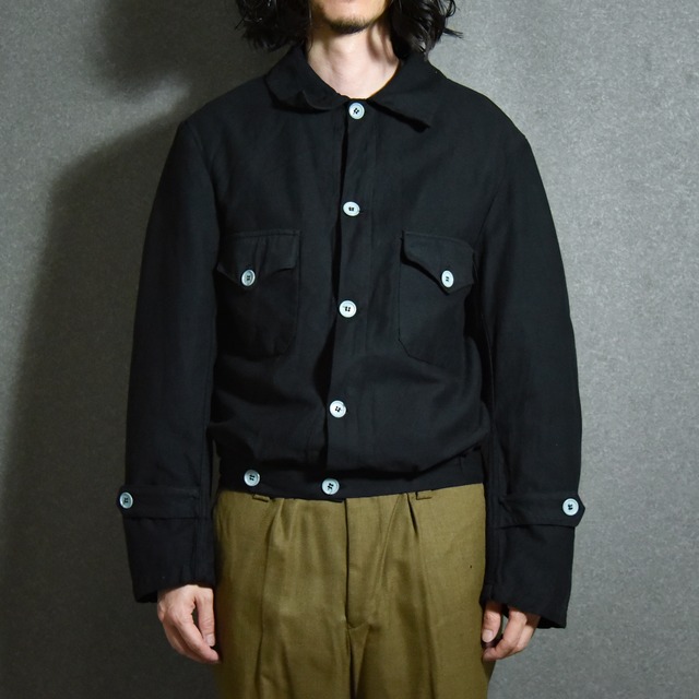 【DEAD STOCK】Italian Navy Ike Jacket イタリア軍 アイクジャケット 黒染め mark & collars