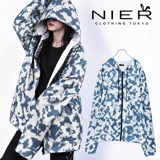 《月末早い者勝ち新作60%OFFプレゼント》LONG SLEEVE ZIP PARKA【蒼迷彩】