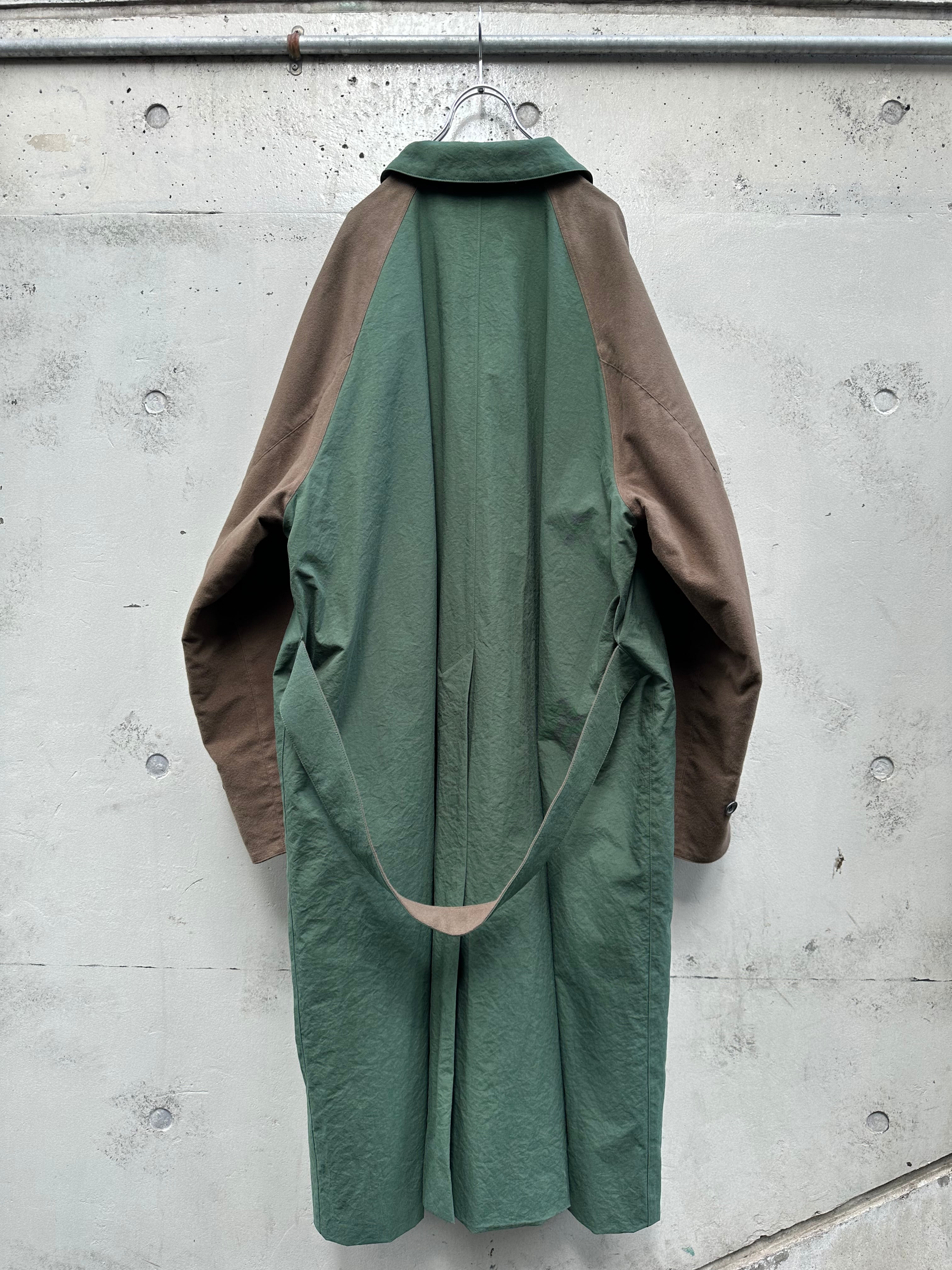 『my beautiful landlet』NYLON × SUEDE RAGLAN LONG COAT / green | SUKIKIRAI  powered by BASE