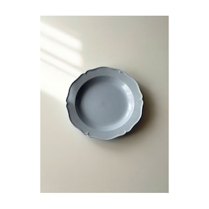 Creil et Montereau クレイユモントロー / ペールブルーの花リムプレート φ24cm (b)