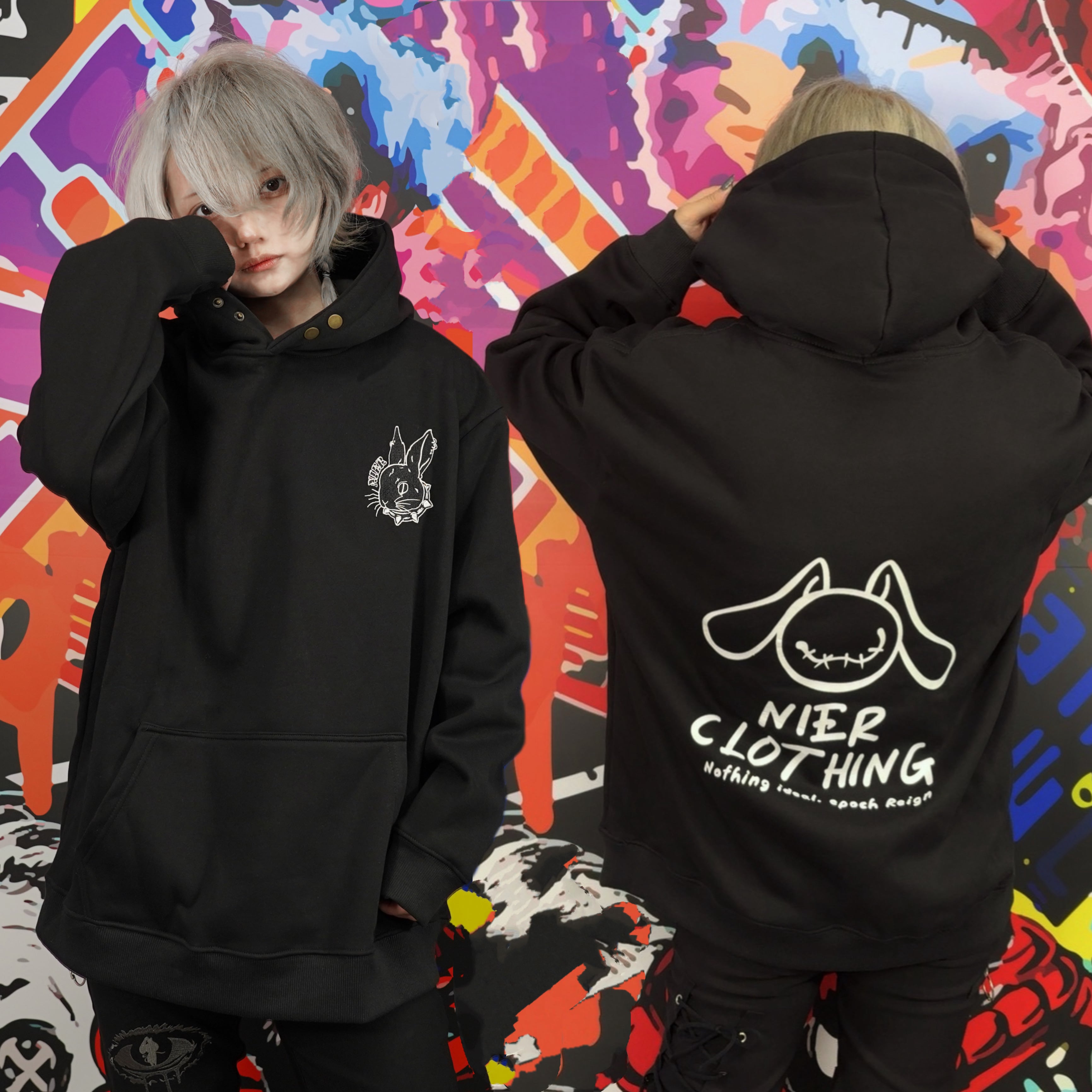 NieR Clothing トレーナー　パーカー　トップス　ブラック NieR Clothing トレーナー パーカー トップス ブラック