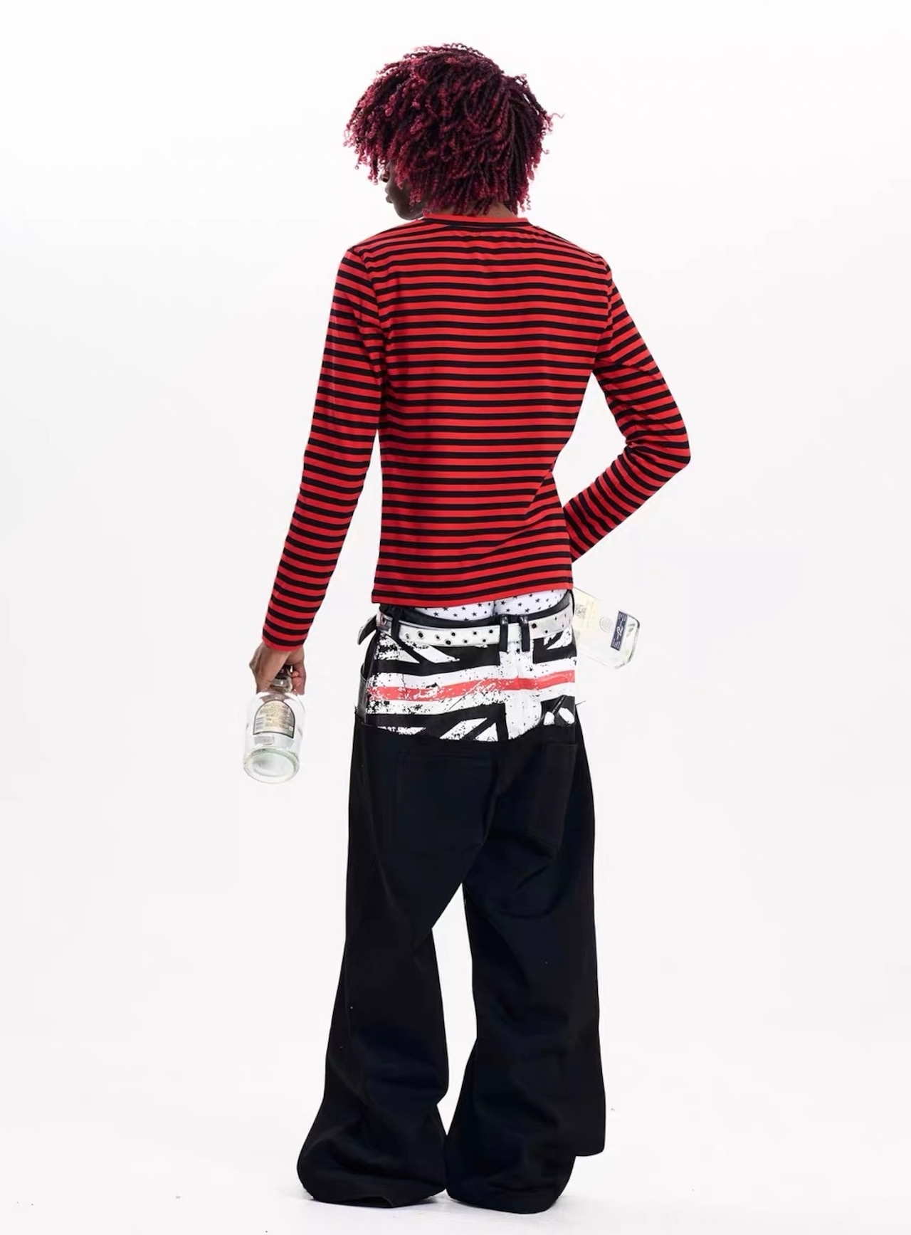 【Fourth3ex】Union Jack Leather Panel Denim Pants