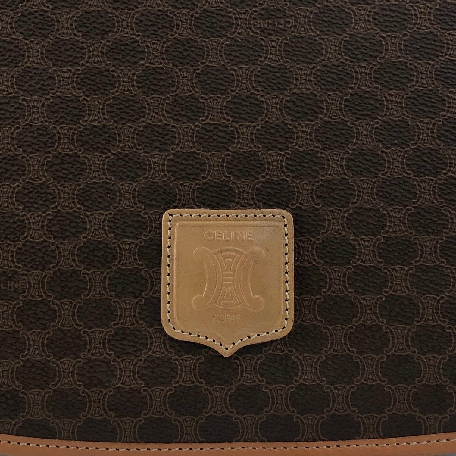 CELINE セリーヌ マカダム ショルダーバッグ ブラウン ブラゾン PVC