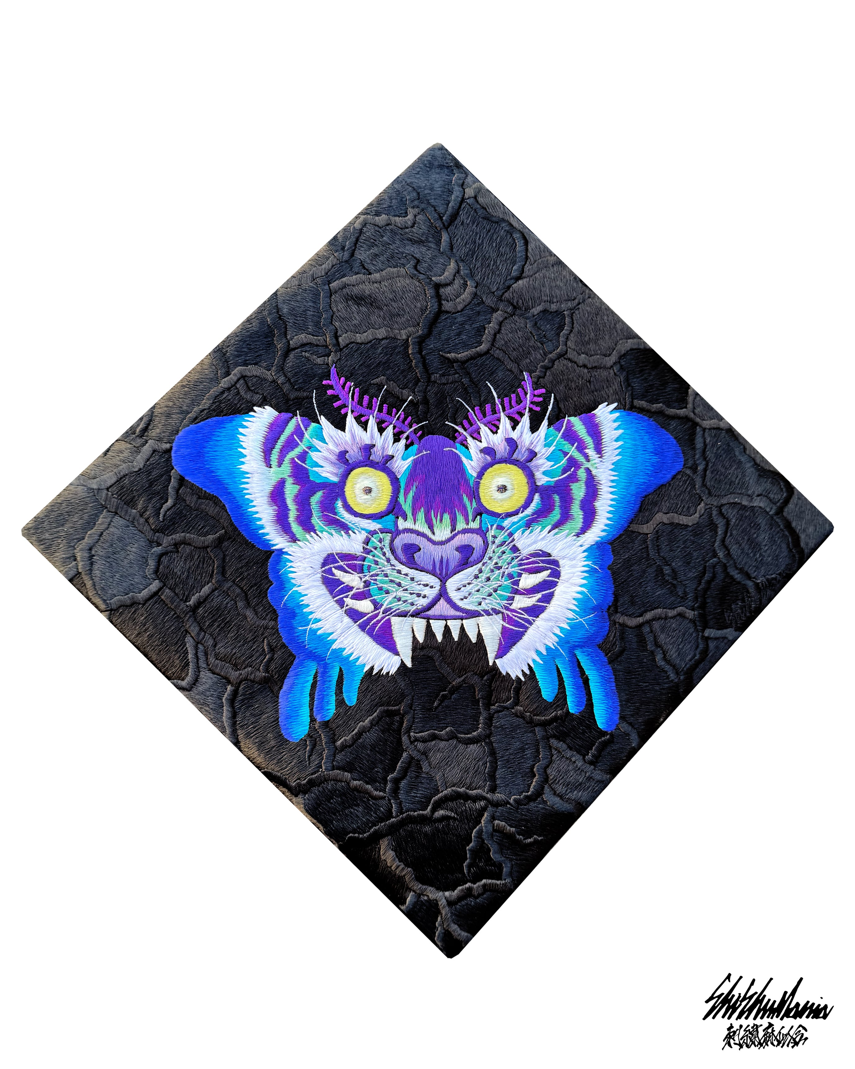 オーロラカラー蛾虎刺繍オープンカラーシャツ | SHISHUMANIA ONLINE STORE