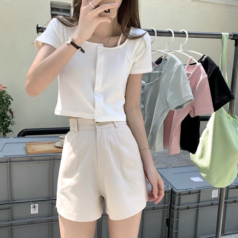 Tシャツ サマースタイルカジュアルカラートップス 夏物 スクウェア YY-ファッション73023663398