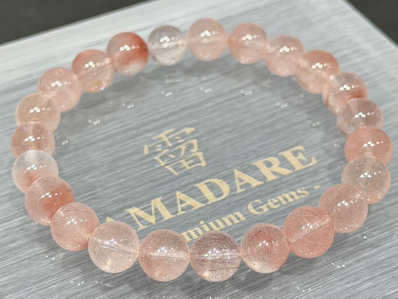 No.2342-3　【SSS】ピンクラビットヘアクォーツブレスレット