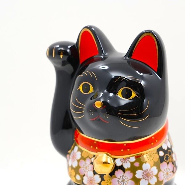 桜づくし招き猫 (黒・中) | ゆい吉