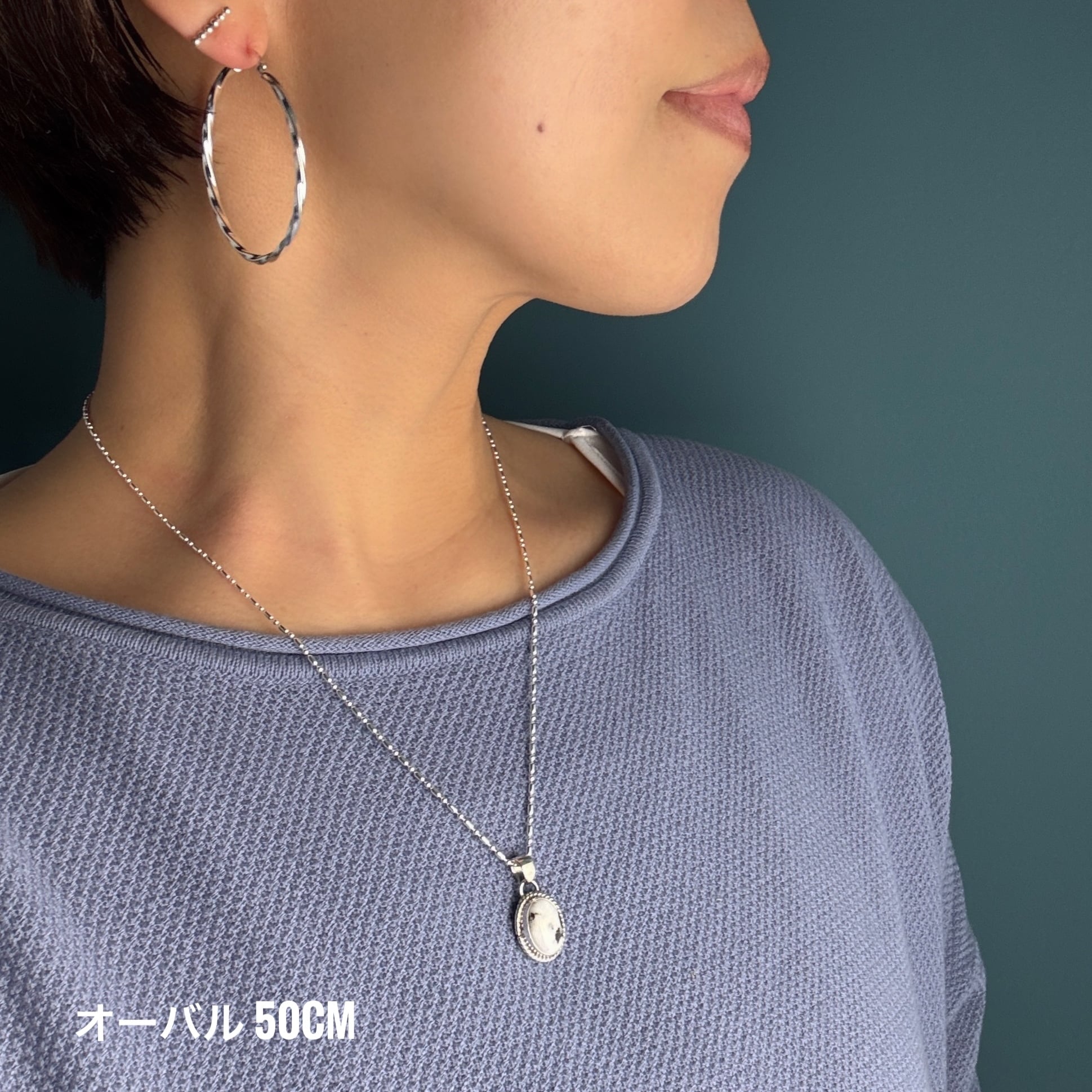 Indian Jewelry 》ホワイトバッファロー ドロップ／オーバル