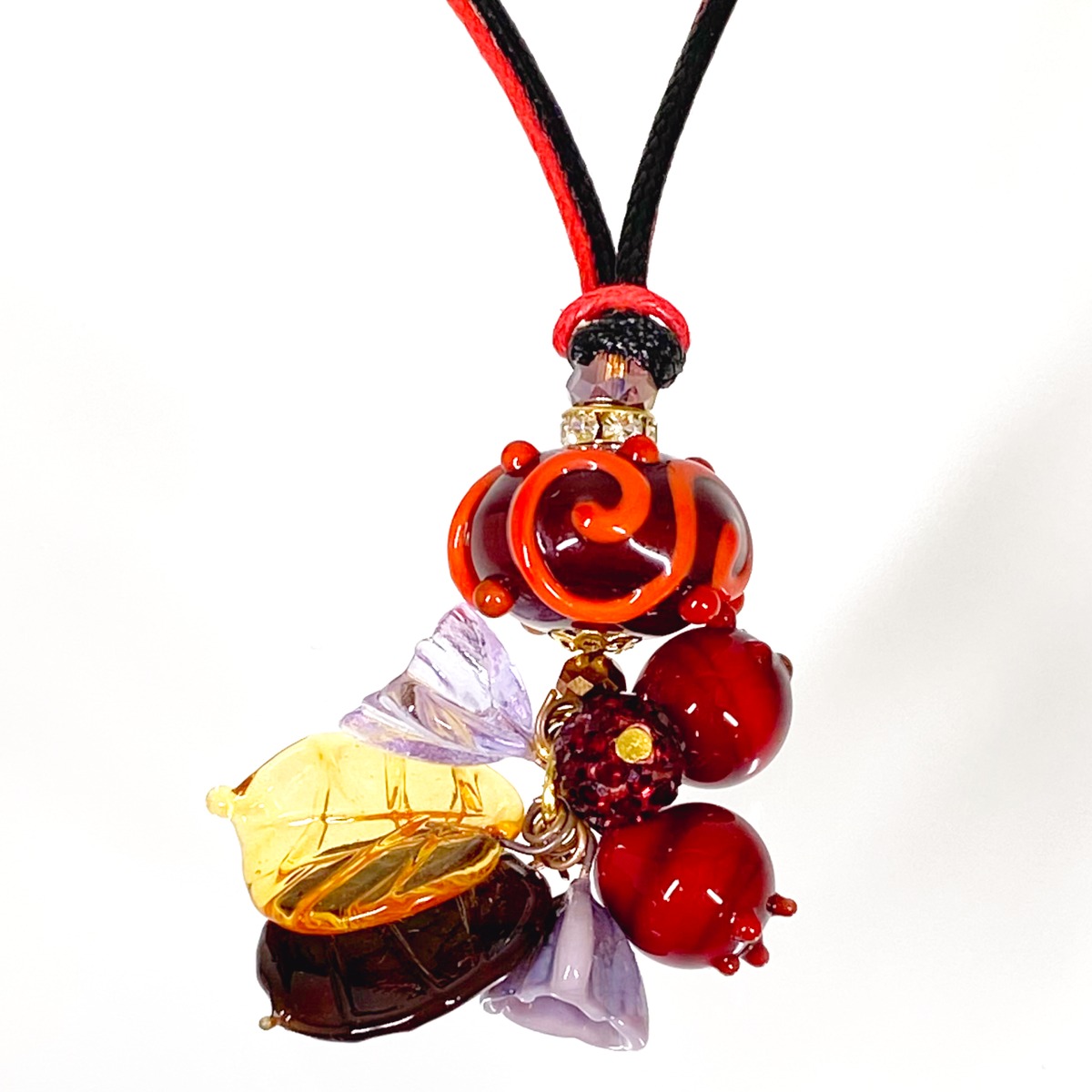 ☆CREATIONS PAOLA☆赤×黒ベネチアンガラスネックレス☆