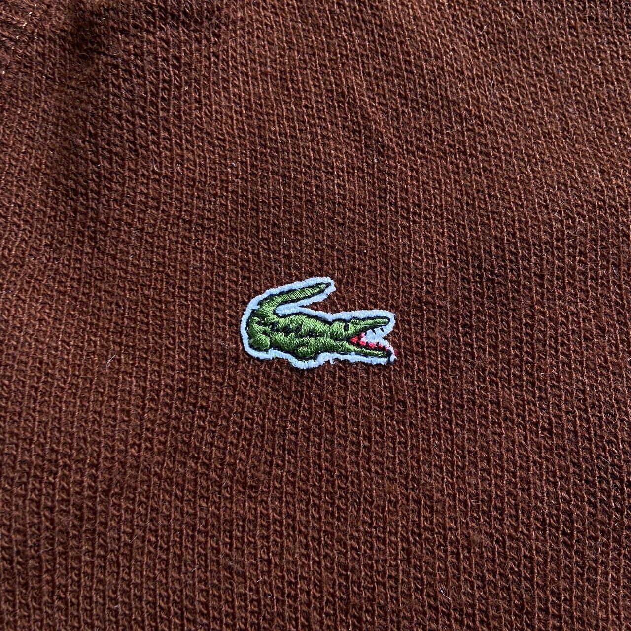 90年代 フランス製 LACOSTE ラコステ ウール セーター 防寒  ヨーロッパ  カジュアル Ｖネック ブラック (メンズ 5)   N6774