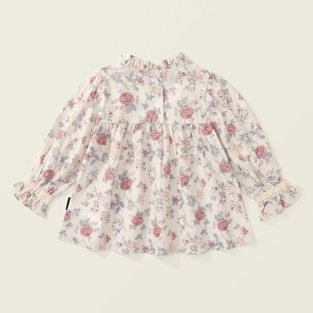 【取寄】お上品なフリルハイネックの花柄ブラウス