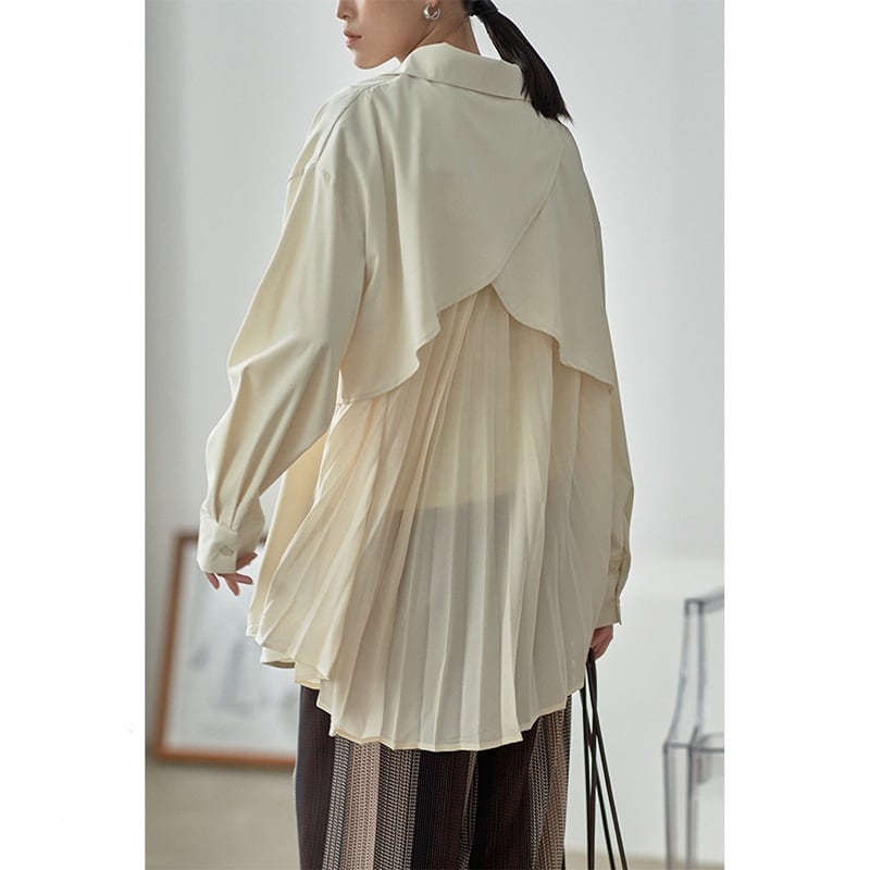 pleats sheer blouse k-0118