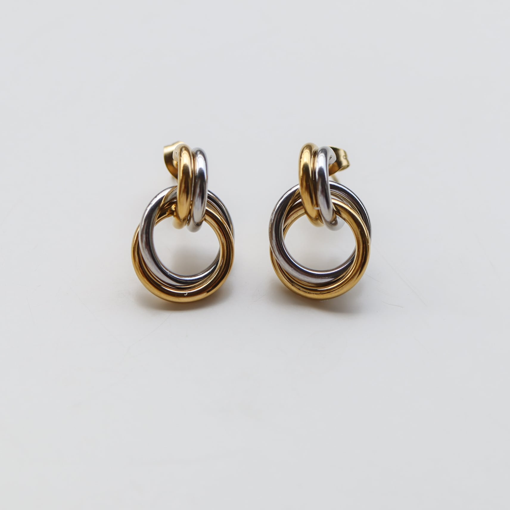 一つ売りピアス2ウェイジルコニウムピアス MIX& MATCHゴールド 8/15(金)21時新作発売*stainless mix knot pierce | RIN