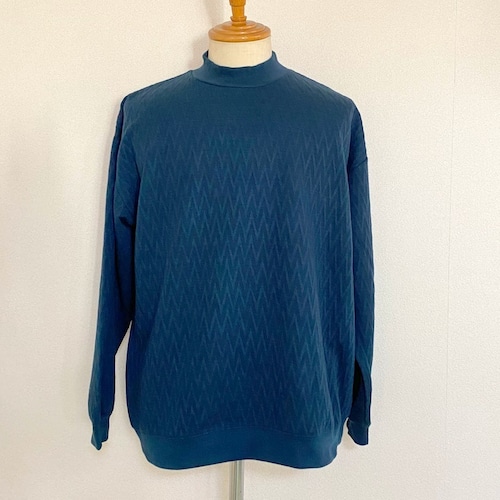 Jacquard Mock Neck Sweat　Blue