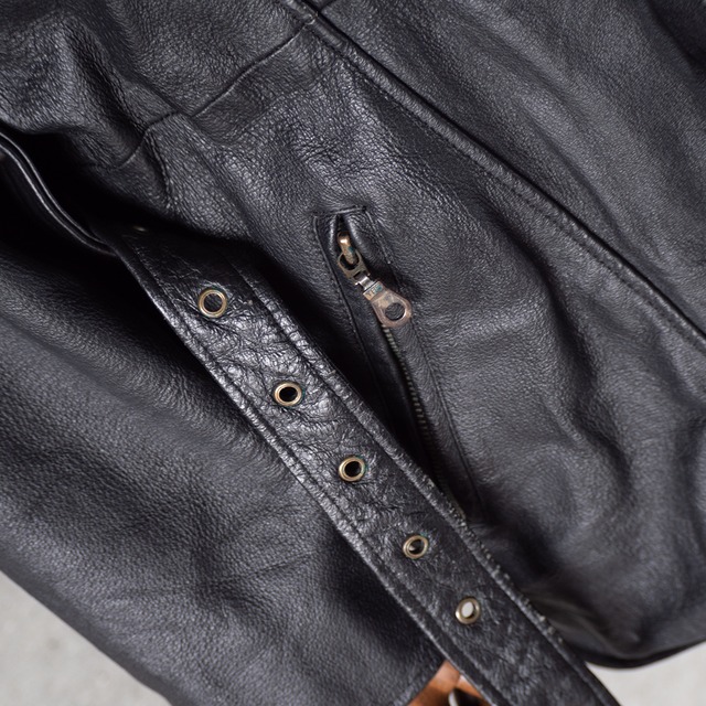 "SINCLAIR" '90s vintage Leather belted double breasted Jacket