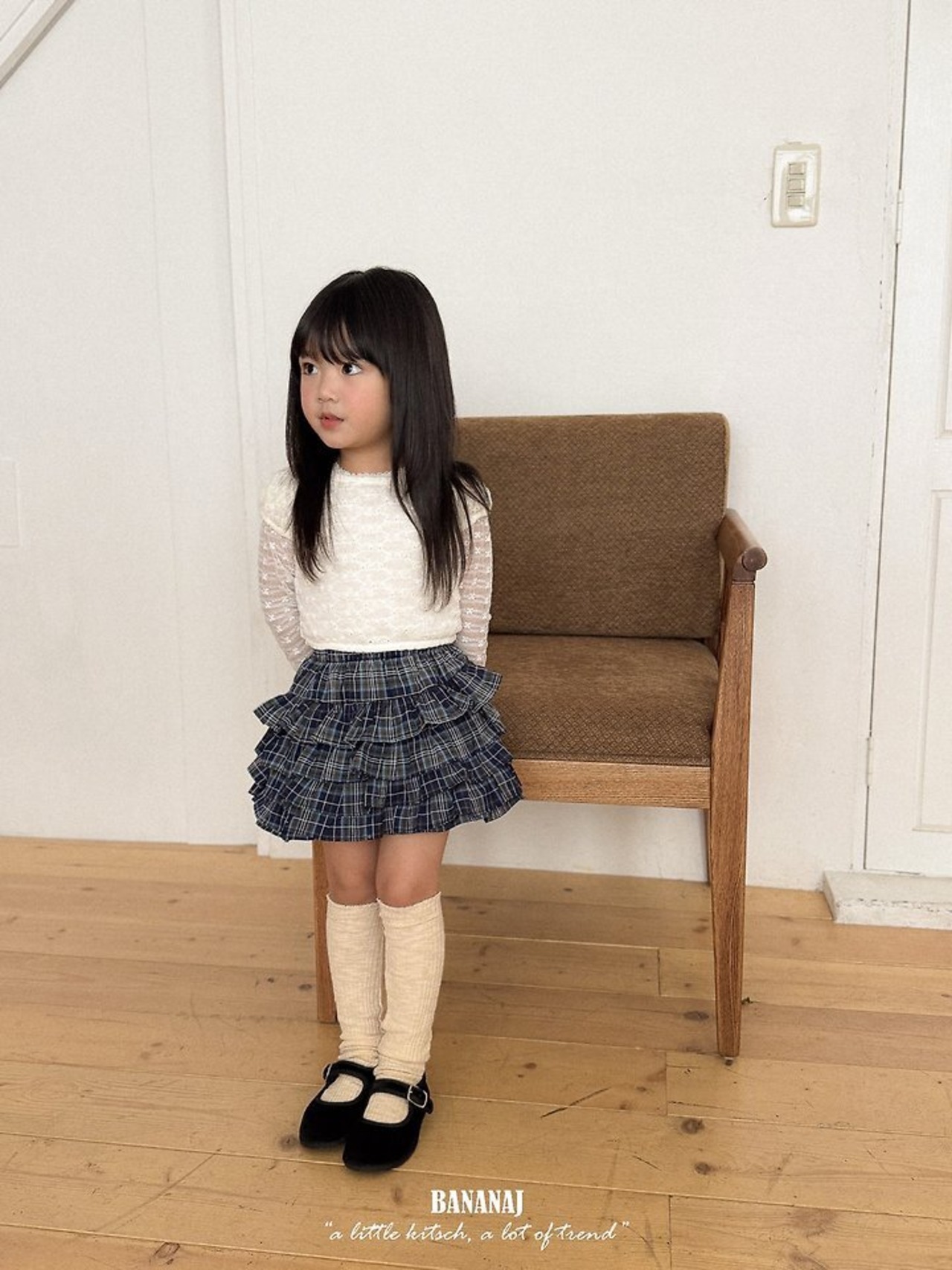 韓国子供服 / BANANA J / 26Autumn / バブル パフスリーブTシャツ / 秋服 / キッズ *XS~JS*