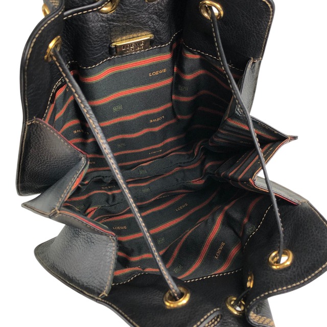 LOEWE ロエベ バックパック ブラック アナグラム レザー リュック vintage ヴィンテージ オールド 53w2pp