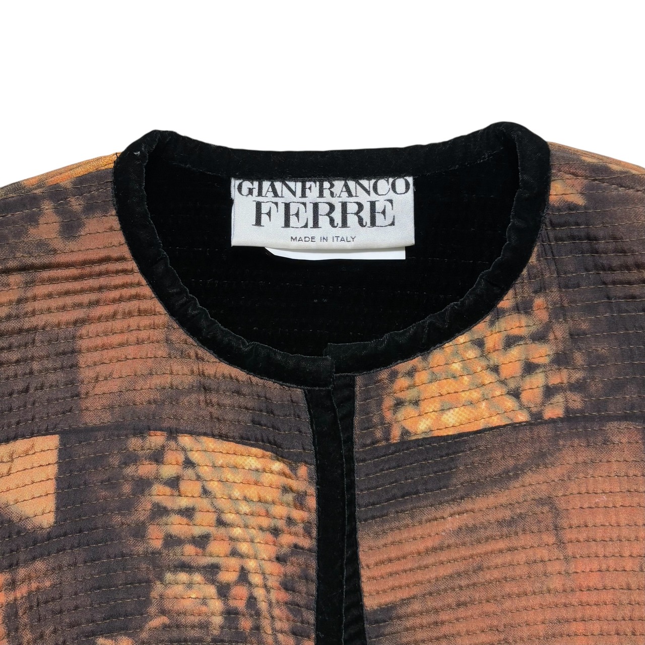 vintage GIANFRANCO FERRE aop no collar quilting jacket