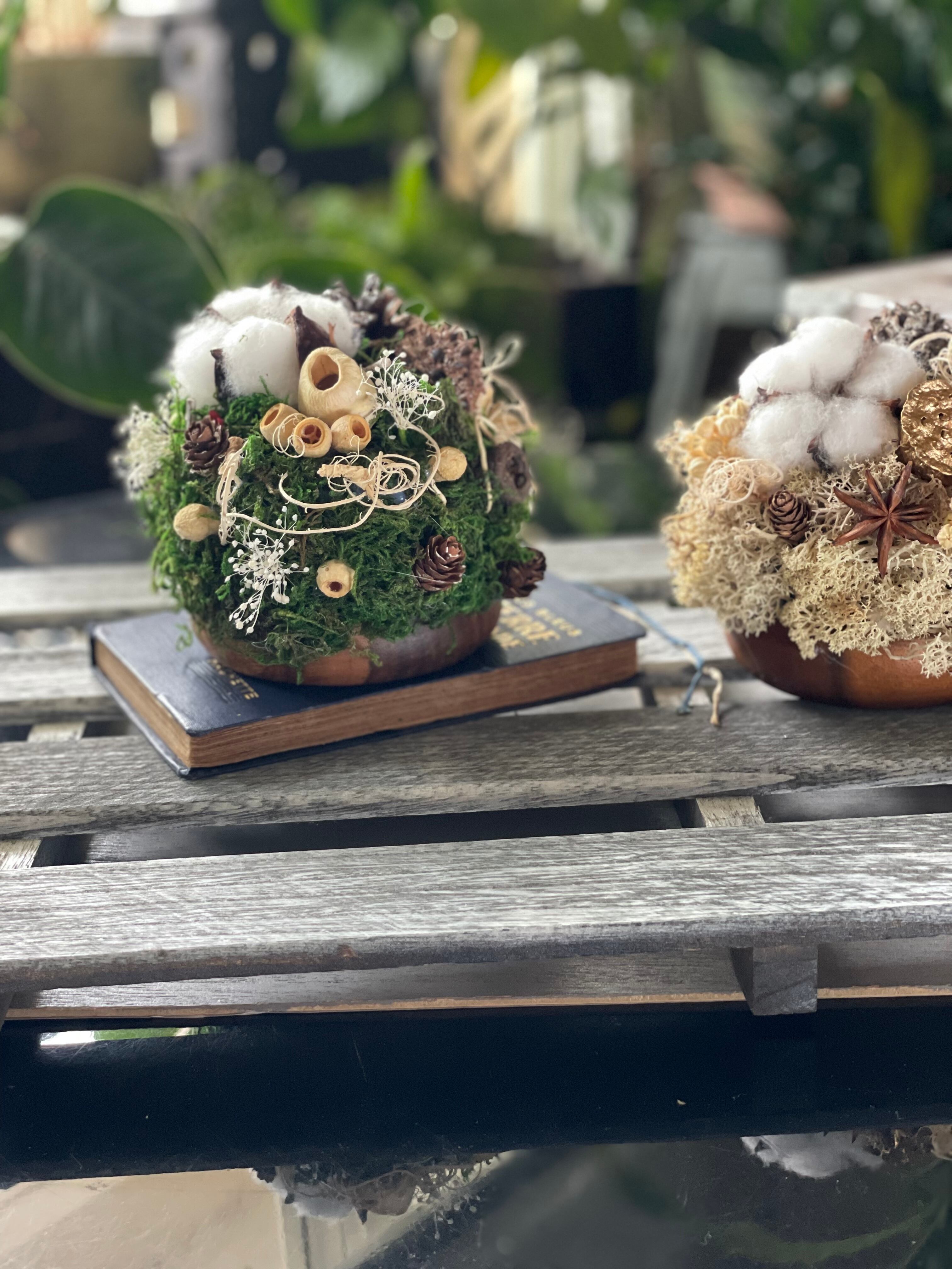 □コロンと可愛らしいホワイトクリスマスアレンジ□ | 京都宇治市