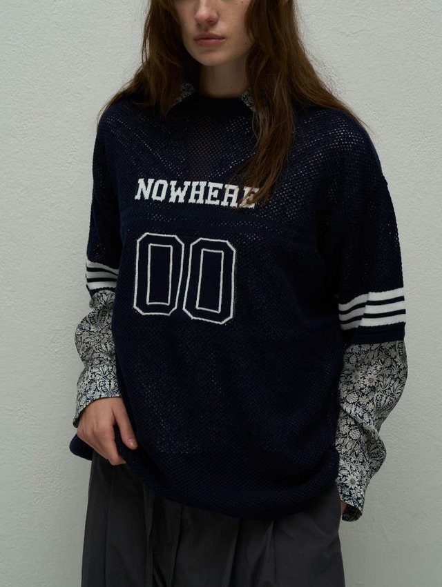 【SALE】406.WYTE / ワイト cotton mesh dual football CD Tシャツ (ホワイト/ネイビー)  (11-30210)
