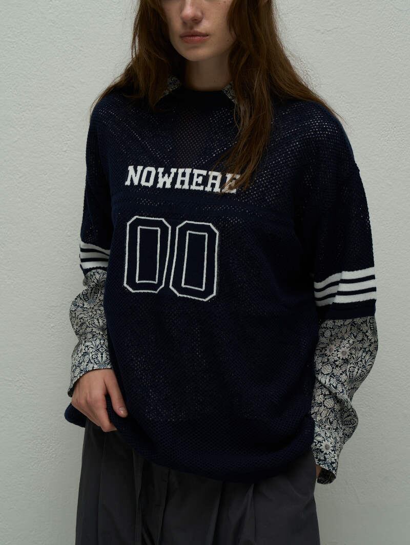 【SALE】406.WYTE / ワイト cotton mesh dual football CD Tシャツ (ホワイト/ネイビー) (11-30210)