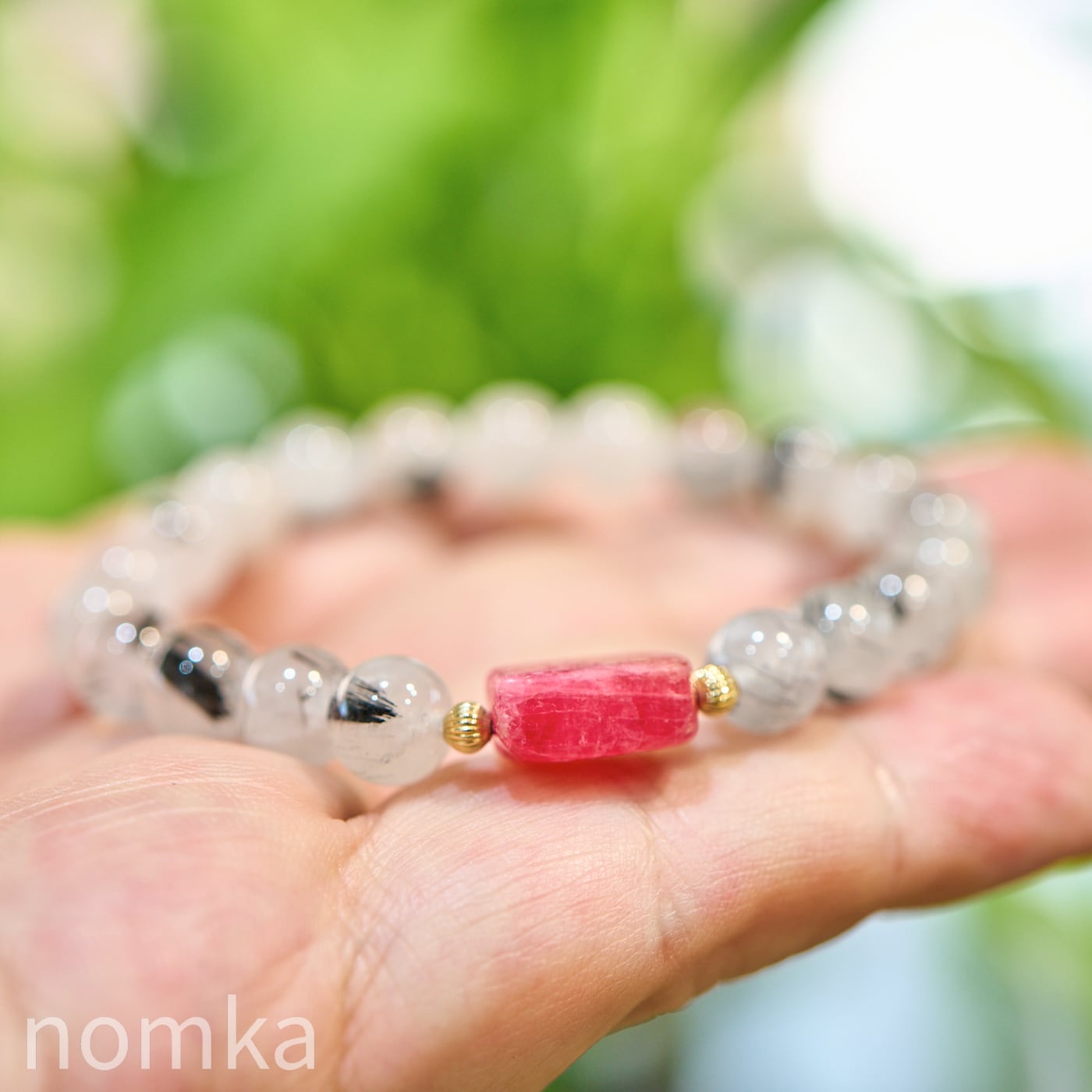 【静寂を切り裂く情熱】インペリアルロードナイト×トルマリンインクォーツ デザインブレスレット nss26-0088