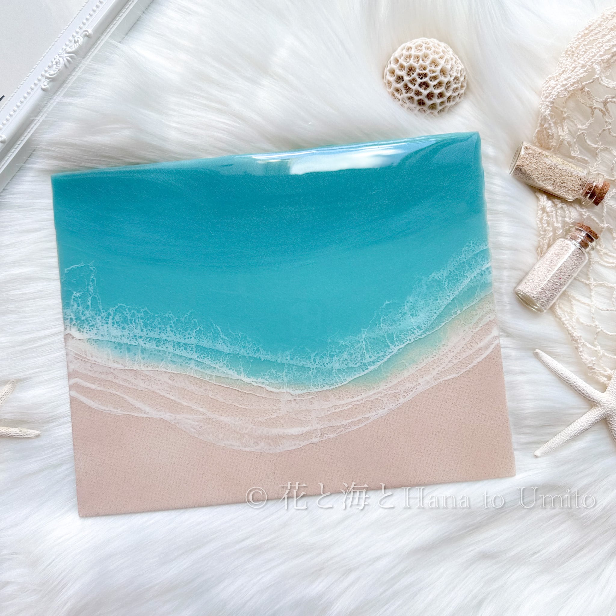 海と白波のキャンバスアート✳︎海レジンアート オーシャンアート | 花