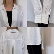 ピンストライプスキッパーBL/ホワイト