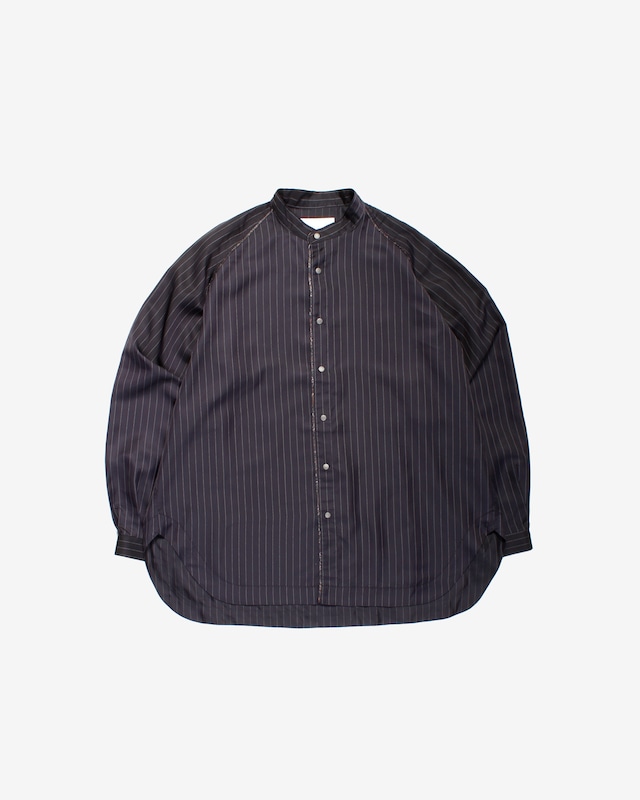 No Collar Loose Shirt -navy <LSD-BB3S3>