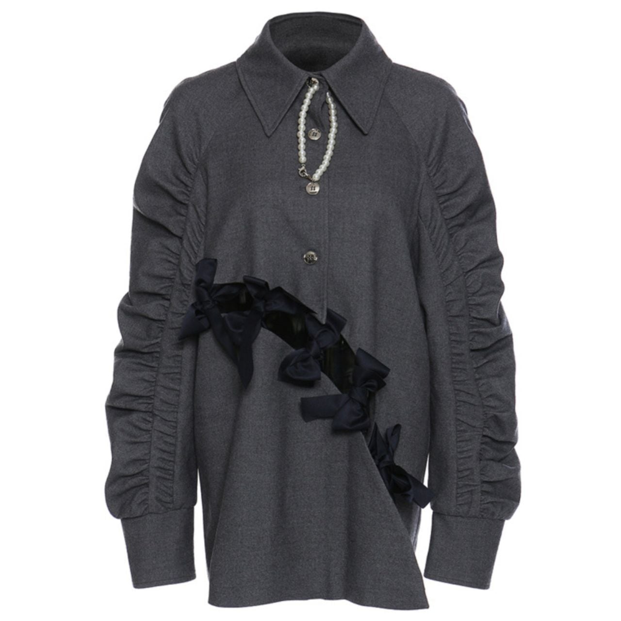 Design Sleeve Ribbon Shirt【00359】