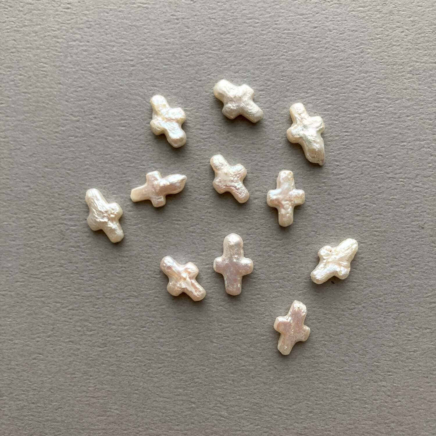 K18cross+dia バロックパールクロスチャーム バロッククロス淡水パール | Dua-アクセサリーパーツショップ