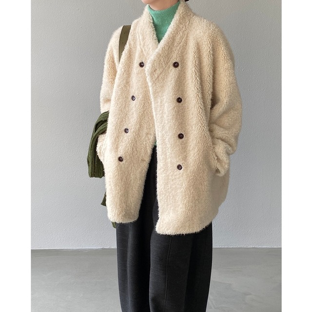 double-breasted boa coat