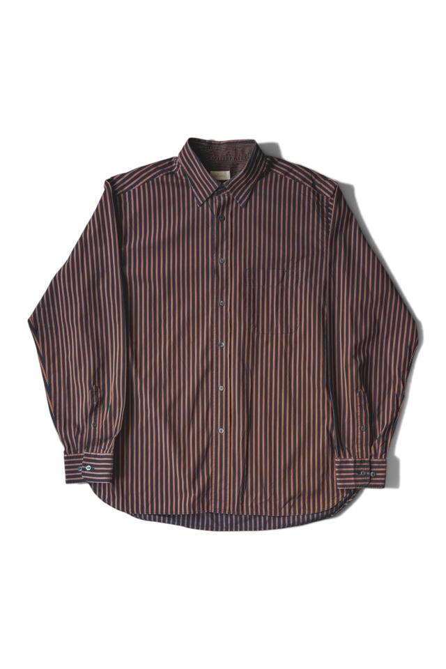 90's "Brioni" Cotton Stripe Pattern Regular Collar Shirt Made in ITALY