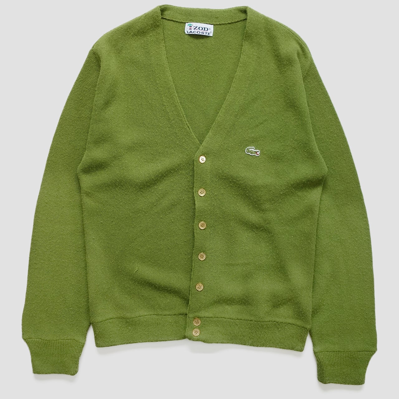 70s IZOD ラコステ アクリル ニット カーディガン メンズ 緑 | 古着