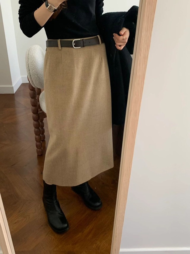 [OUNCE] carry wool skirt (即納)