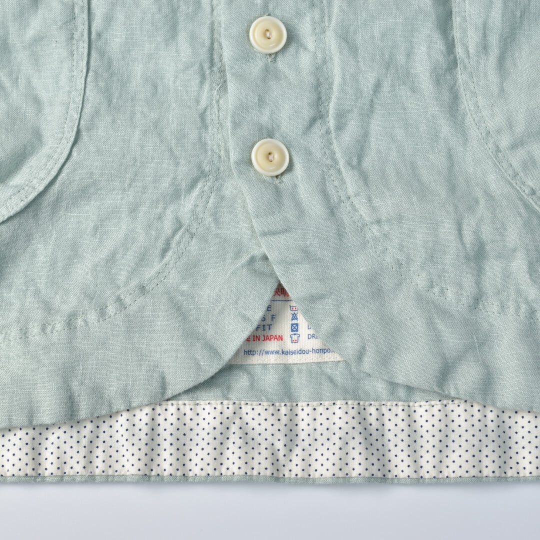 快晴堂 カイセイドウ ファインなリネン ふわふわカーディガン・薄いサックス 軽くて着やすいリネンの夏カーデ